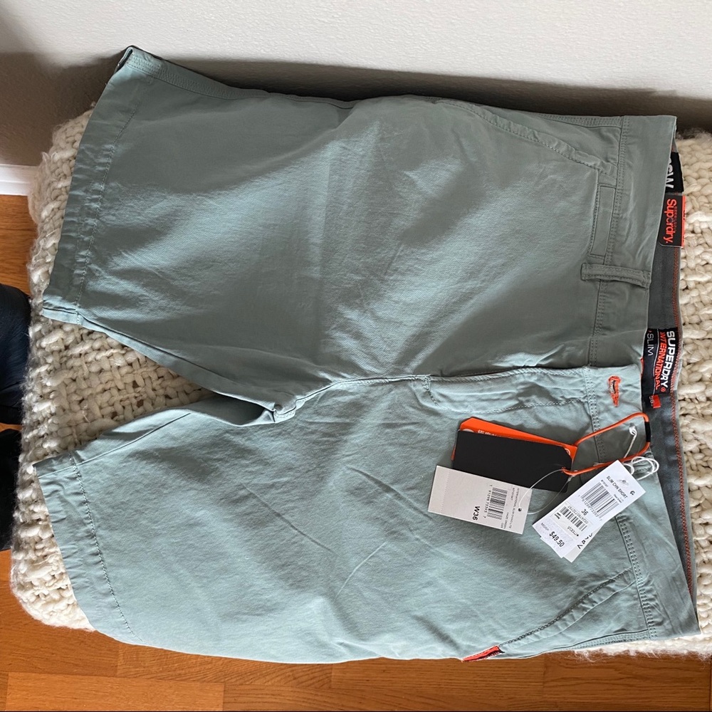 Super Dry new Mint Khakis shorts s 36